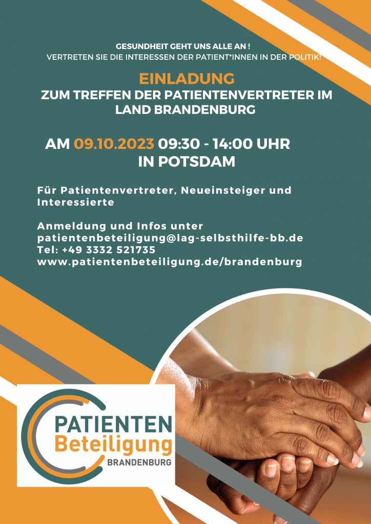 Einladung Patientenvertretertreffen des Landes Brandenburg am 09.10.2023 in Potsdam