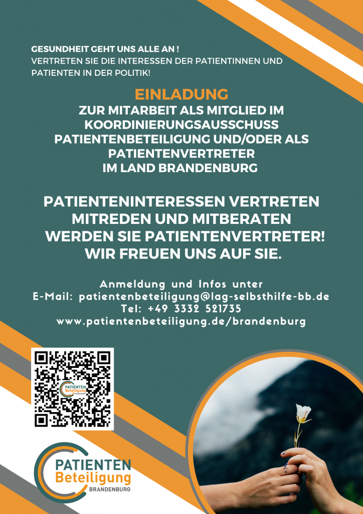 Einladung zur Mitarbeit im Koordinierungsaauschuss und/oder als Patientenvertreter